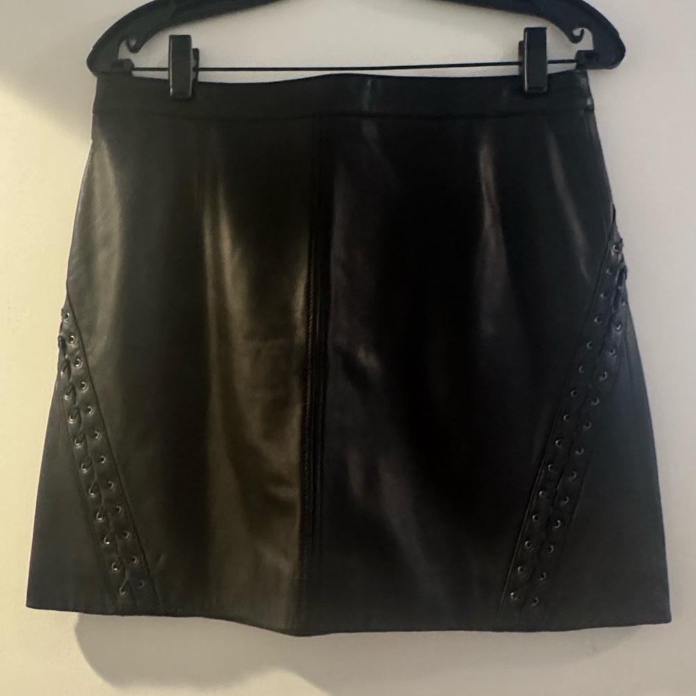 Paige Johanna Black Leather Skirt
